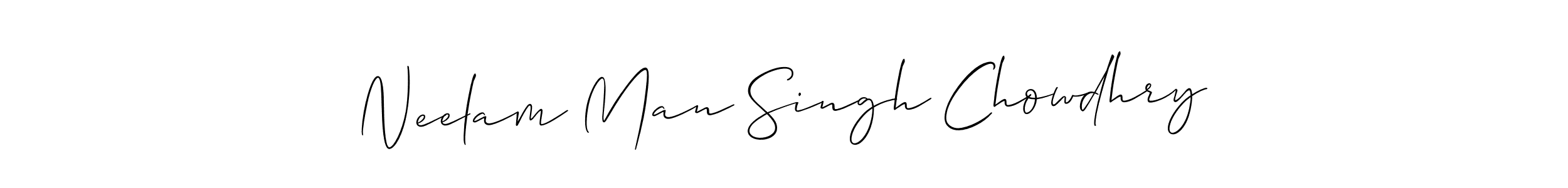 It looks lik you need a new signature style for name Neelam Man Singh Chowdhry. Design unique handwritten (Allison_Script) signature with our free signature maker in just a few clicks. Neelam Man Singh Chowdhry signature style 2 images and pictures png