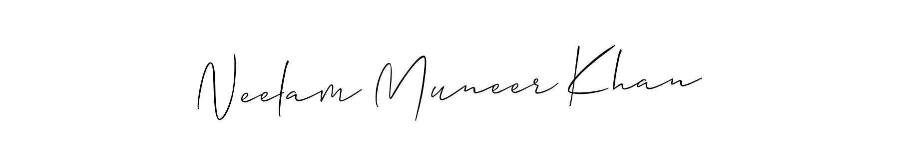 It looks lik you need a new signature style for name Neelam Muneer Khan. Design unique handwritten (Allison_Script) signature with our free signature maker in just a few clicks. Neelam Muneer Khan signature style 2 images and pictures png