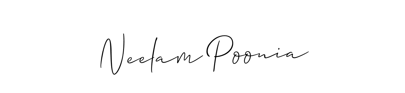 if you are searching for the best signature style for your name Neelam Poonia. so please give up your signature search. here we have designed multiple signature styles  using Allison_Script. Neelam Poonia signature style 2 images and pictures png