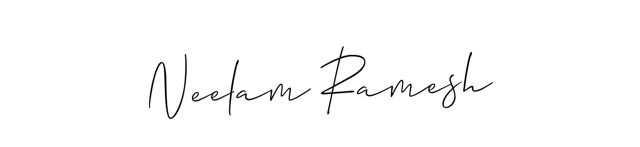 Make a beautiful signature design for name Neelam Ramesh. With this signature (Allison_Script) style, you can create a handwritten signature for free. Neelam Ramesh signature style 2 images and pictures png