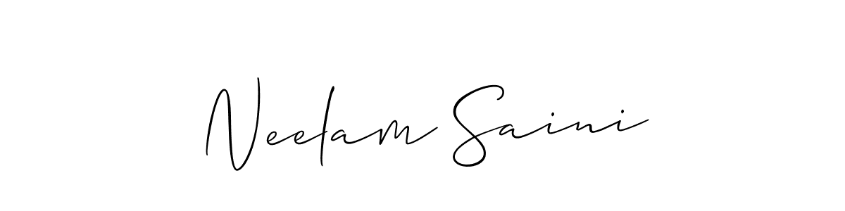 Similarly Allison_Script is the best handwritten signature design. Signature creator online .You can use it as an online autograph creator for name Neelam Saini. Neelam Saini signature style 2 images and pictures png