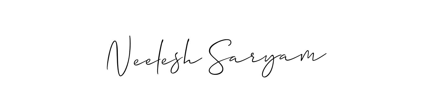 if you are searching for the best signature style for your name Neelesh Saryam. so please give up your signature search. here we have designed multiple signature styles  using Allison_Script. Neelesh Saryam signature style 2 images and pictures png