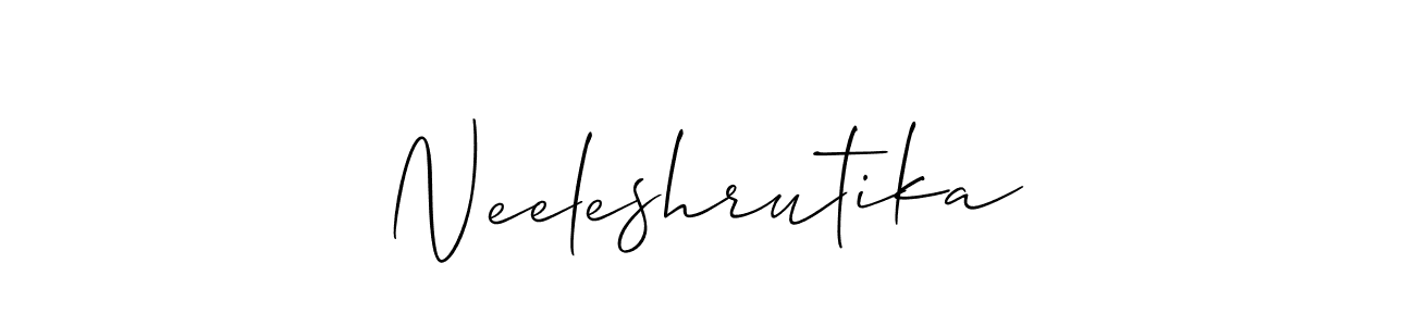 Also we have Neeleshrutika name is the best signature style. Create professional handwritten signature collection using Allison_Script autograph style. Neeleshrutika signature style 2 images and pictures png