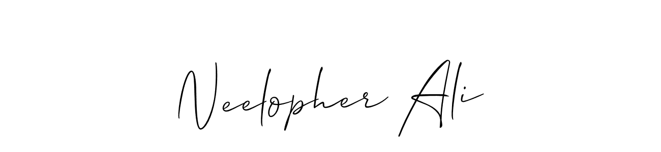 Design your own signature with our free online signature maker. With this signature software, you can create a handwritten (Allison_Script) signature for name Neelopher Ali. Neelopher Ali signature style 2 images and pictures png