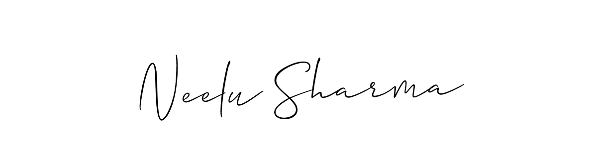 Similarly Allison_Script is the best handwritten signature design. Signature creator online .You can use it as an online autograph creator for name Neelu Sharma. Neelu Sharma signature style 2 images and pictures png