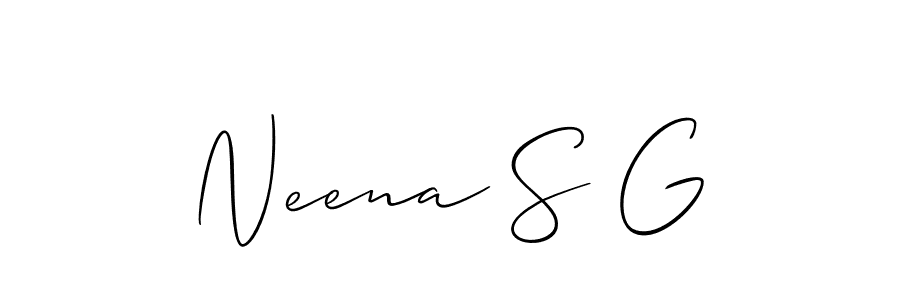 Make a short Neena S G signature style. Manage your documents anywhere anytime using Allison_Script. Create and add eSignatures, submit forms, share and send files easily. Neena S G signature style 2 images and pictures png