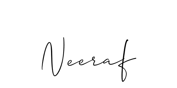 The best way (Allison_Script) to make a short signature is to pick only two or three words in your name. The name Neeraf include a total of six letters. For converting this name. Neeraf signature style 2 images and pictures png