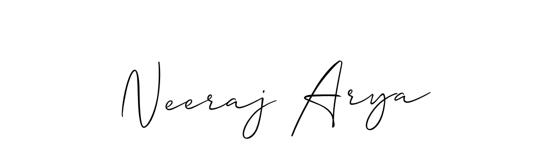 Allison_Script is a professional signature style that is perfect for those who want to add a touch of class to their signature. It is also a great choice for those who want to make their signature more unique. Get Neeraj Arya name to fancy signature for free. Neeraj Arya signature style 2 images and pictures png