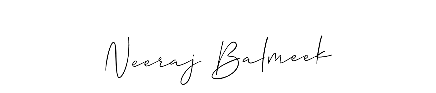 Similarly Allison_Script is the best handwritten signature design. Signature creator online .You can use it as an online autograph creator for name Neeraj Balmeek. Neeraj Balmeek signature style 2 images and pictures png