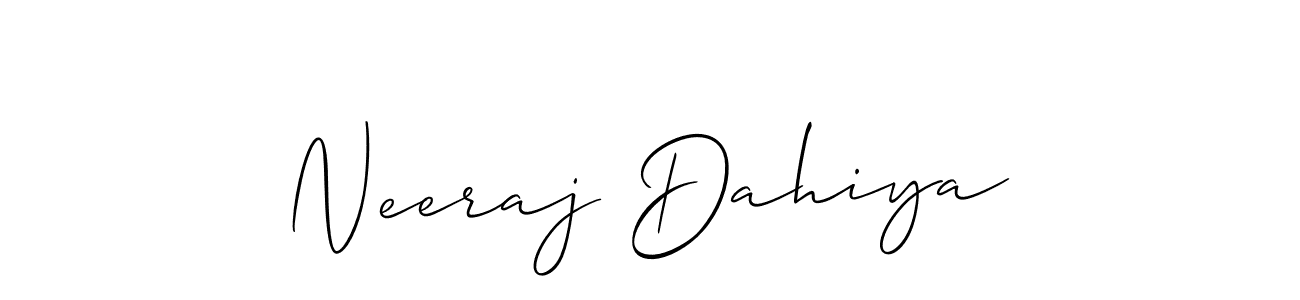 Also You can easily find your signature by using the search form. We will create Neeraj Dahiya name handwritten signature images for you free of cost using Allison_Script sign style. Neeraj Dahiya signature style 2 images and pictures png