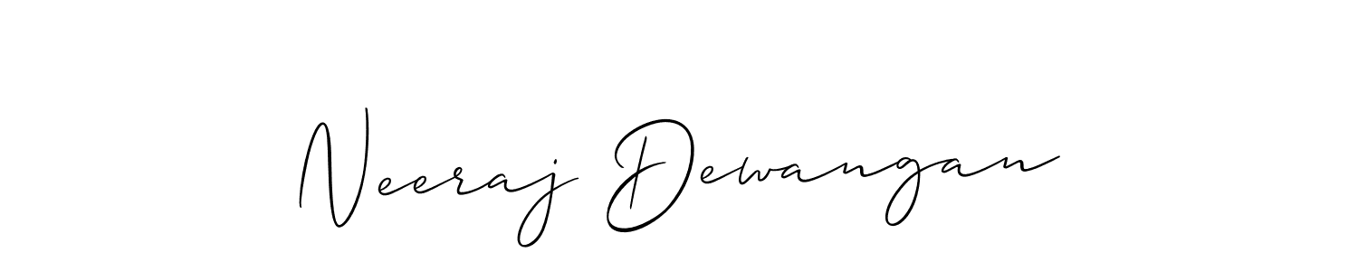Create a beautiful signature design for name Neeraj Dewangan. With this signature (Allison_Script) fonts, you can make a handwritten signature for free. Neeraj Dewangan signature style 2 images and pictures png