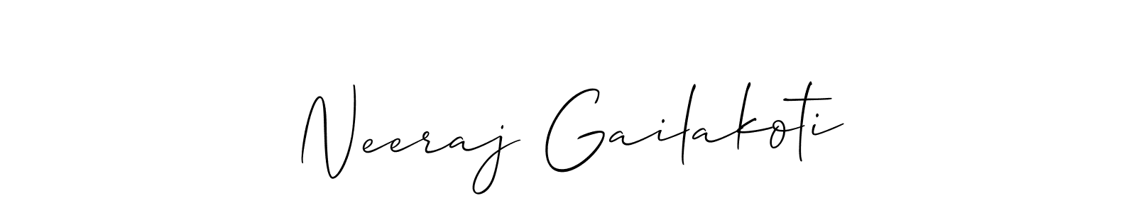 Make a beautiful signature design for name Neeraj Gailakoti. With this signature (Allison_Script) style, you can create a handwritten signature for free. Neeraj Gailakoti signature style 2 images and pictures png