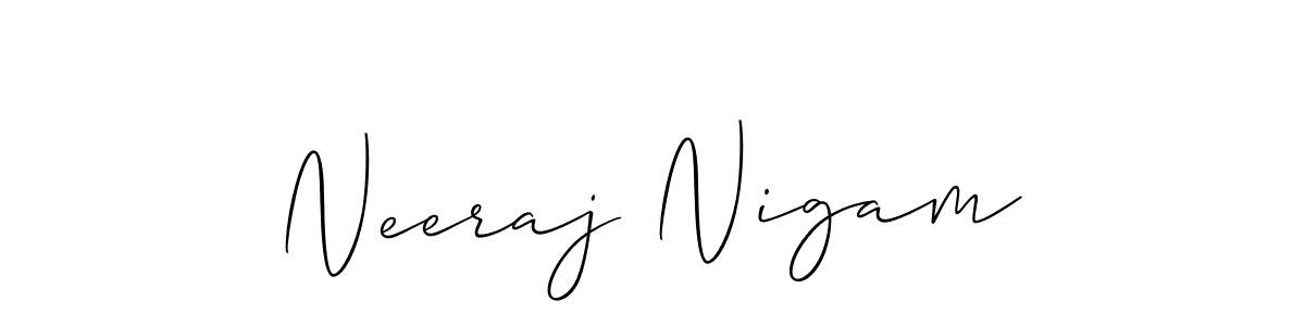 Allison_Script is a professional signature style that is perfect for those who want to add a touch of class to their signature. It is also a great choice for those who want to make their signature more unique. Get Neeraj Nigam name to fancy signature for free. Neeraj Nigam signature style 2 images and pictures png