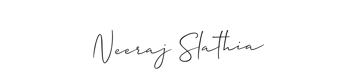 Make a short Neeraj Slathia signature style. Manage your documents anywhere anytime using Allison_Script. Create and add eSignatures, submit forms, share and send files easily. Neeraj Slathia signature style 2 images and pictures png