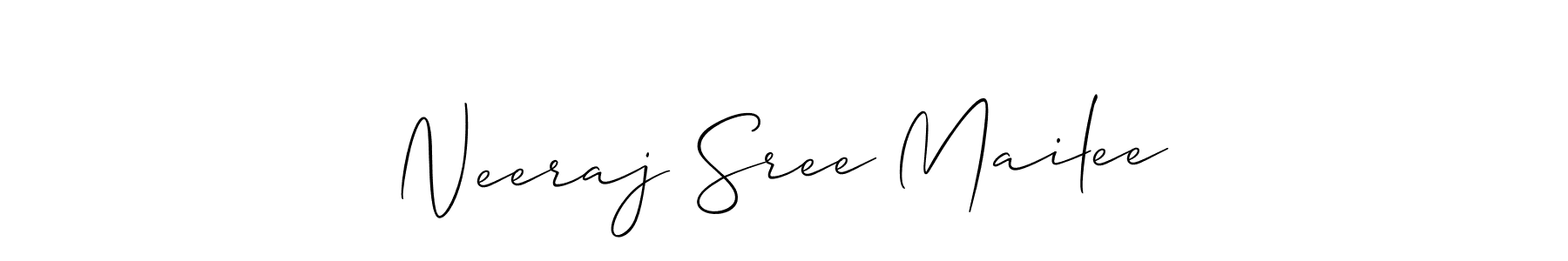 Create a beautiful signature design for name Neeraj Sree Mailee. With this signature (Allison_Script) fonts, you can make a handwritten signature for free. Neeraj Sree Mailee signature style 2 images and pictures png