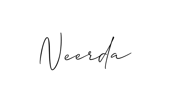 The best way (Allison_Script) to make a short signature is to pick only two or three words in your name. The name Neerda include a total of six letters. For converting this name. Neerda signature style 2 images and pictures png