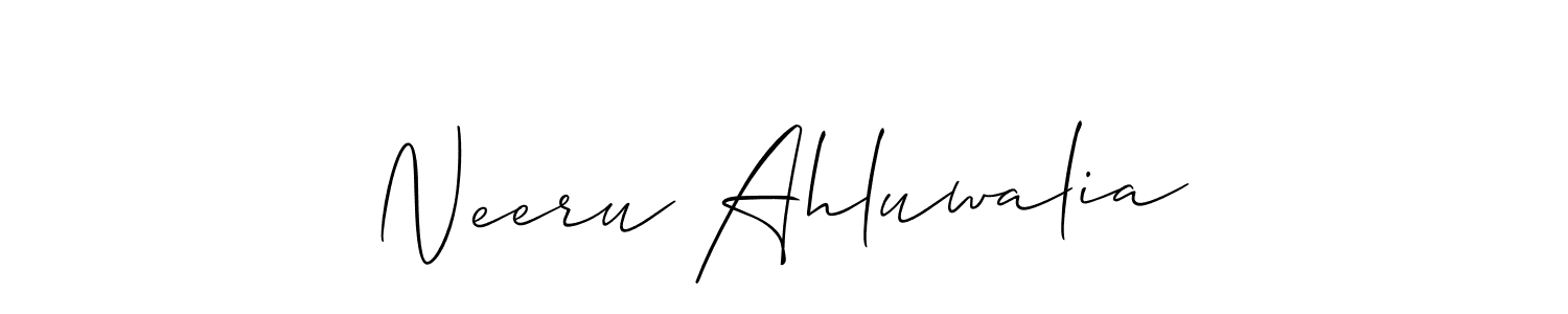 You should practise on your own different ways (Allison_Script) to write your name (Neeru Ahluwalia) in signature. don't let someone else do it for you. Neeru Ahluwalia signature style 2 images and pictures png