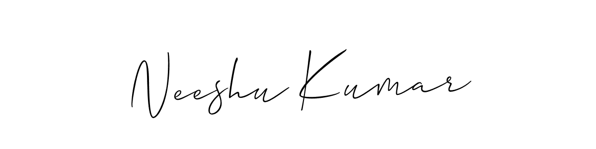 Allison_Script is a professional signature style that is perfect for those who want to add a touch of class to their signature. It is also a great choice for those who want to make their signature more unique. Get Neeshu Kumar name to fancy signature for free. Neeshu Kumar signature style 2 images and pictures png