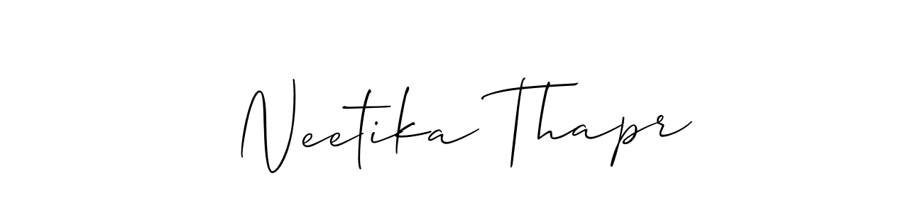 Design your own signature with our free online signature maker. With this signature software, you can create a handwritten (Allison_Script) signature for name Neetika Thapr. Neetika Thapr signature style 2 images and pictures png