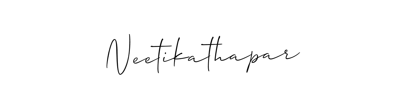 Allison_Script is a professional signature style that is perfect for those who want to add a touch of class to their signature. It is also a great choice for those who want to make their signature more unique. Get Neetikathapar name to fancy signature for free. Neetikathapar signature style 2 images and pictures png
