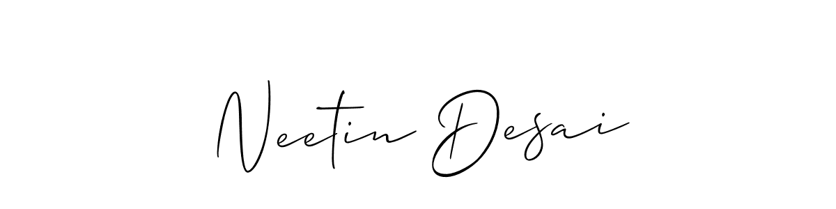 Make a beautiful signature design for name Neetin Desai. With this signature (Allison_Script) style, you can create a handwritten signature for free. Neetin Desai signature style 2 images and pictures png