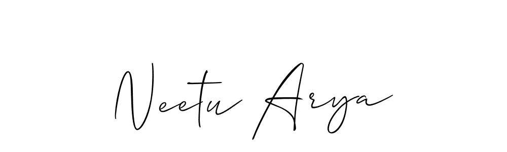 Design your own signature with our free online signature maker. With this signature software, you can create a handwritten (Allison_Script) signature for name Neetu Arya. Neetu Arya signature style 2 images and pictures png