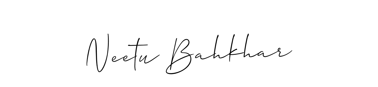Create a beautiful signature design for name Neetu Bahkhar. With this signature (Allison_Script) fonts, you can make a handwritten signature for free. Neetu Bahkhar signature style 2 images and pictures png