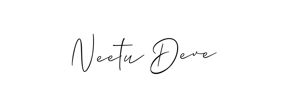 Make a short Neetu Deve signature style. Manage your documents anywhere anytime using Allison_Script. Create and add eSignatures, submit forms, share and send files easily. Neetu Deve signature style 2 images and pictures png