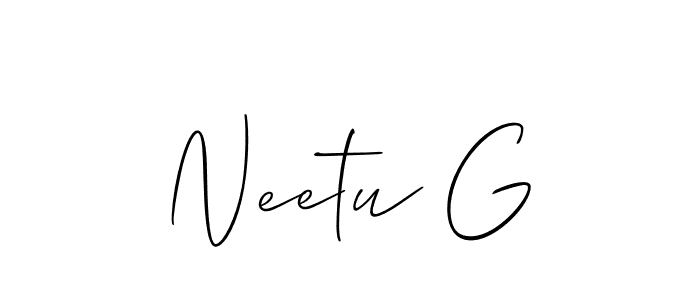 Also we have Neetu G name is the best signature style. Create professional handwritten signature collection using Allison_Script autograph style. Neetu G signature style 2 images and pictures png