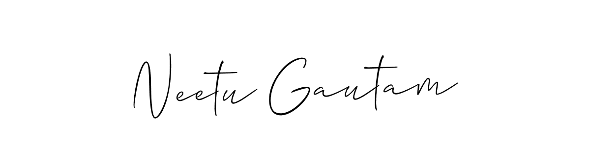 Allison_Script is a professional signature style that is perfect for those who want to add a touch of class to their signature. It is also a great choice for those who want to make their signature more unique. Get Neetu Gautam name to fancy signature for free. Neetu Gautam signature style 2 images and pictures png