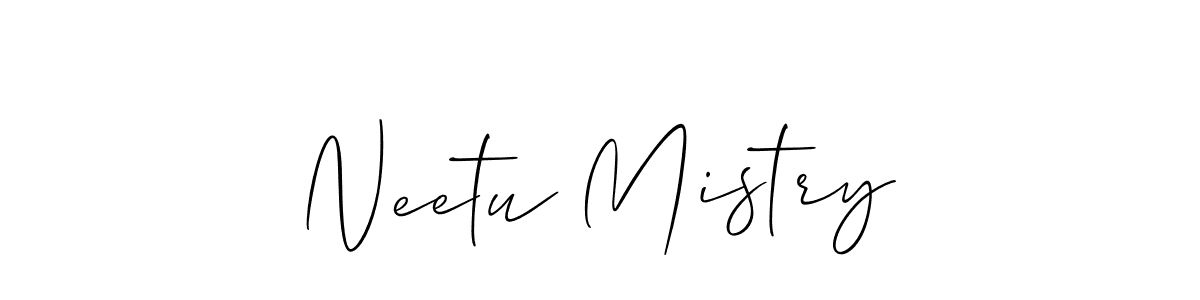 It looks lik you need a new signature style for name Neetu Mistry. Design unique handwritten (Allison_Script) signature with our free signature maker in just a few clicks. Neetu Mistry signature style 2 images and pictures png