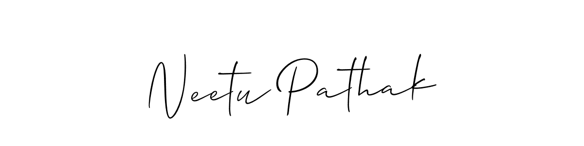 How to make Neetu Pathak name signature. Use Allison_Script style for creating short signs online. This is the latest handwritten sign. Neetu Pathak signature style 2 images and pictures png