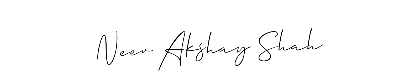 It looks lik you need a new signature style for name Neev Akshay Shah. Design unique handwritten (Allison_Script) signature with our free signature maker in just a few clicks. Neev Akshay Shah signature style 2 images and pictures png