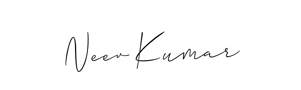 Similarly Allison_Script is the best handwritten signature design. Signature creator online .You can use it as an online autograph creator for name Neev Kumar. Neev Kumar signature style 2 images and pictures png