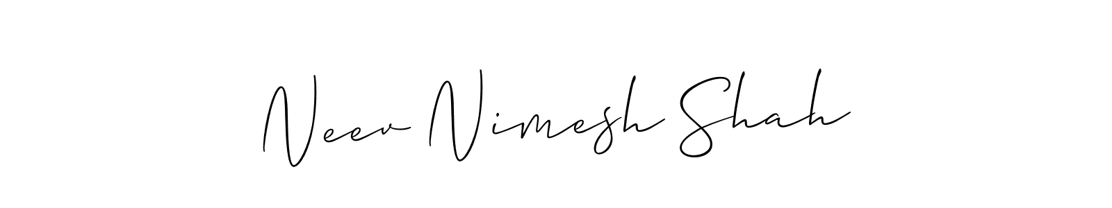 It looks lik you need a new signature style for name Neev Nimesh Shah. Design unique handwritten (Allison_Script) signature with our free signature maker in just a few clicks. Neev Nimesh Shah signature style 2 images and pictures png