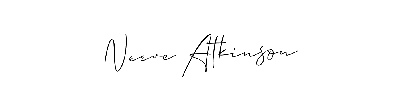 The best way (Allison_Script) to make a short signature is to pick only two or three words in your name. The name Neeve Atkinson include a total of six letters. For converting this name. Neeve Atkinson signature style 2 images and pictures png