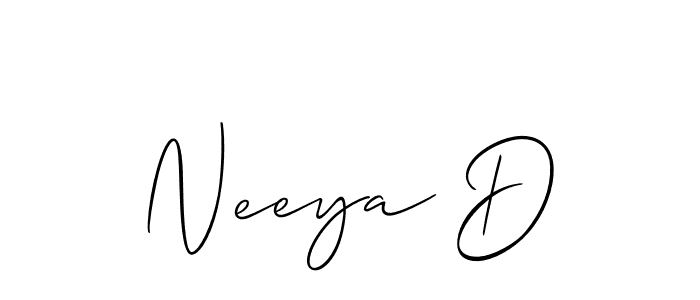 Allison_Script is a professional signature style that is perfect for those who want to add a touch of class to their signature. It is also a great choice for those who want to make their signature more unique. Get Neeya D name to fancy signature for free. Neeya D signature style 2 images and pictures png