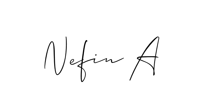 The best way (Allison_Script) to make a short signature is to pick only two or three words in your name. The name Nefin A include a total of six letters. For converting this name. Nefin A signature style 2 images and pictures png