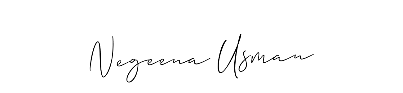 if you are searching for the best signature style for your name Negeena Usman. so please give up your signature search. here we have designed multiple signature styles  using Allison_Script. Negeena Usman signature style 2 images and pictures png