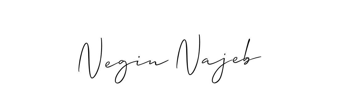 Use a signature maker to create a handwritten signature online. With this signature software, you can design (Allison_Script) your own signature for name Negin Najeb. Negin Najeb signature style 2 images and pictures png