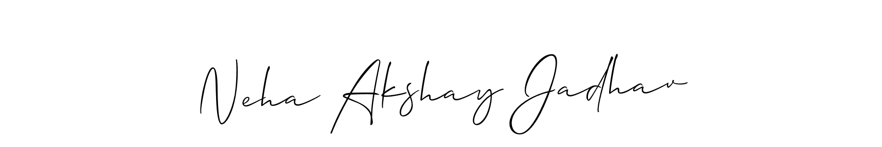 Also You can easily find your signature by using the search form. We will create Neha Akshay Jadhav name handwritten signature images for you free of cost using Allison_Script sign style. Neha Akshay Jadhav signature style 2 images and pictures png