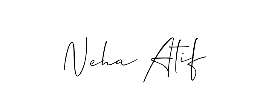 Also we have Neha Atif name is the best signature style. Create professional handwritten signature collection using Allison_Script autograph style. Neha Atif signature style 2 images and pictures png