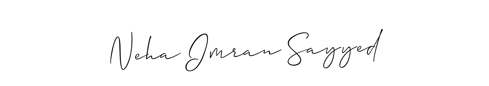 Allison_Script is a professional signature style that is perfect for those who want to add a touch of class to their signature. It is also a great choice for those who want to make their signature more unique. Get Neha Imran Sayyed name to fancy signature for free. Neha Imran Sayyed signature style 2 images and pictures png