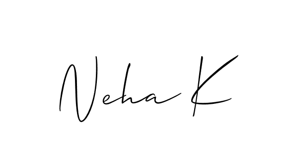 Use a signature maker to create a handwritten signature online. With this signature software, you can design (Allison_Script) your own signature for name Neha K. Neha K signature style 2 images and pictures png