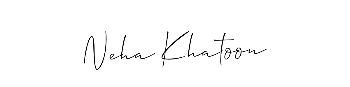 The best way (Allison_Script) to make a short signature is to pick only two or three words in your name. The name Neha Khatoon include a total of six letters. For converting this name. Neha Khatoon signature style 2 images and pictures png