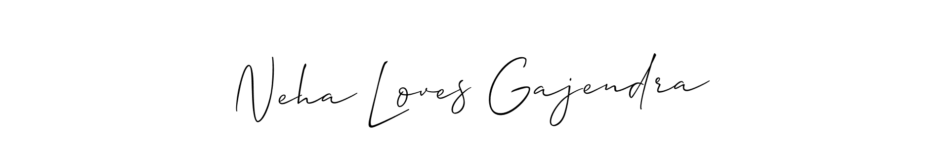 Allison_Script is a professional signature style that is perfect for those who want to add a touch of class to their signature. It is also a great choice for those who want to make their signature more unique. Get Neha Loves Gajendra name to fancy signature for free. Neha Loves Gajendra signature style 2 images and pictures png