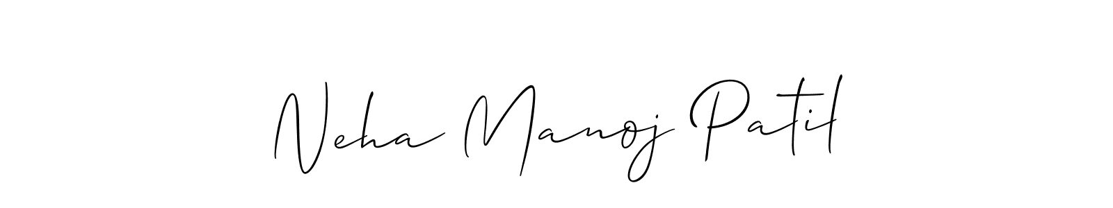 Allison_Script is a professional signature style that is perfect for those who want to add a touch of class to their signature. It is also a great choice for those who want to make their signature more unique. Get Neha Manoj Patil name to fancy signature for free. Neha Manoj Patil signature style 2 images and pictures png