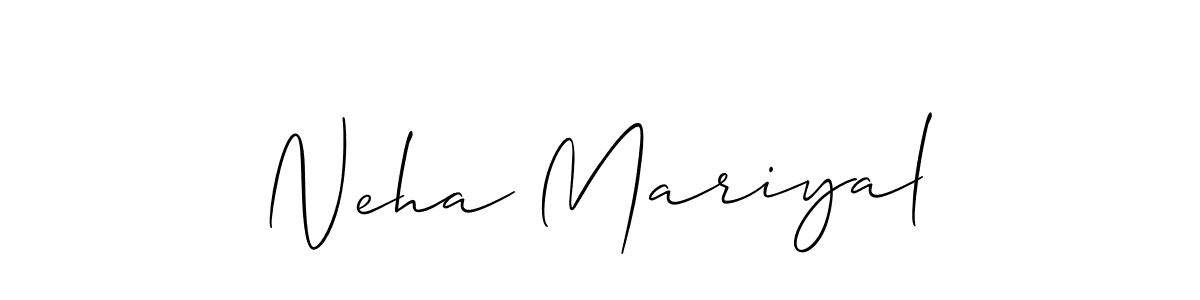 Also You can easily find your signature by using the search form. We will create Neha Mariyal name handwritten signature images for you free of cost using Allison_Script sign style. Neha Mariyal signature style 2 images and pictures png