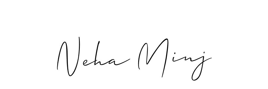 The best way (Allison_Script) to make a short signature is to pick only two or three words in your name. The name Neha Minj include a total of six letters. For converting this name. Neha Minj signature style 2 images and pictures png