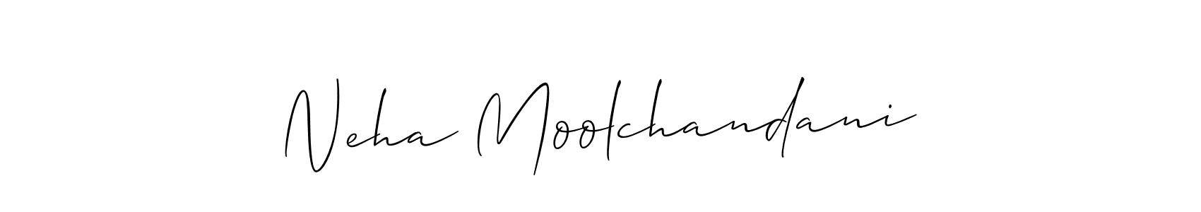 if you are searching for the best signature style for your name Neha Moolchandani. so please give up your signature search. here we have designed multiple signature styles  using Allison_Script. Neha Moolchandani signature style 2 images and pictures png